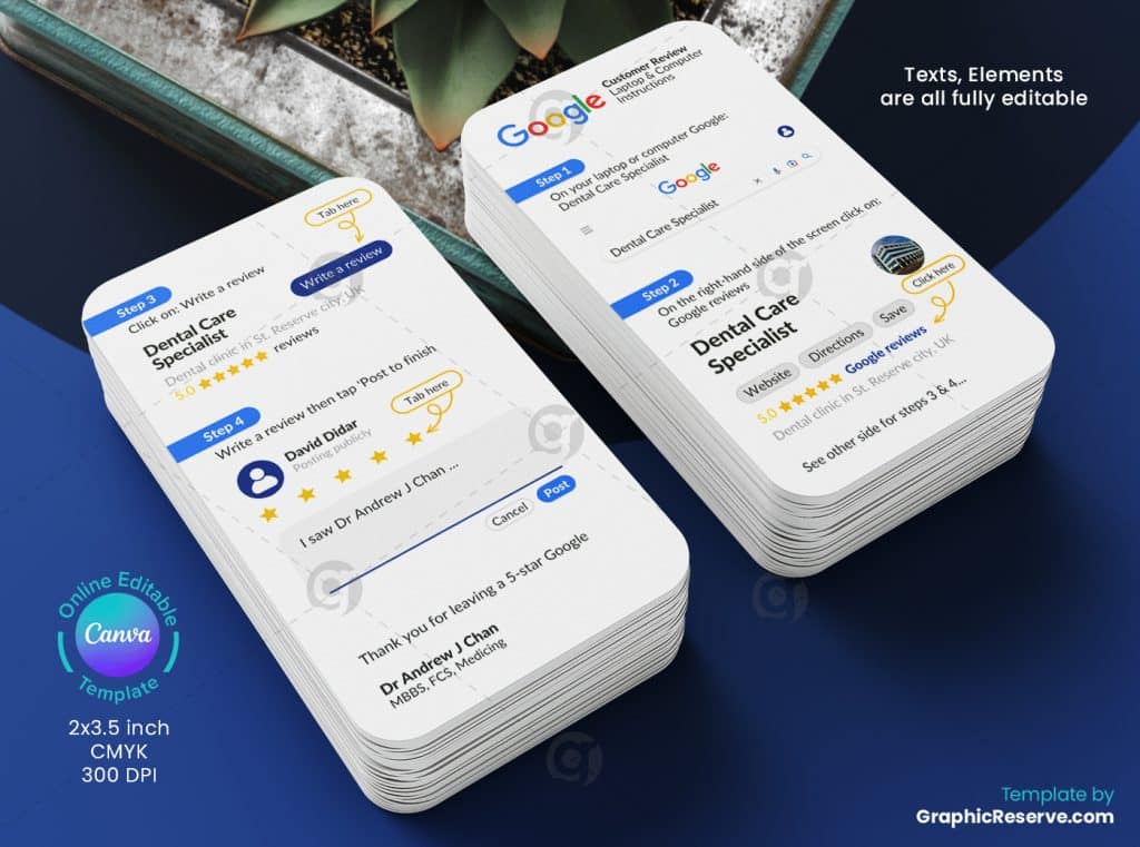 Customer Review Google 5 star Rating Card