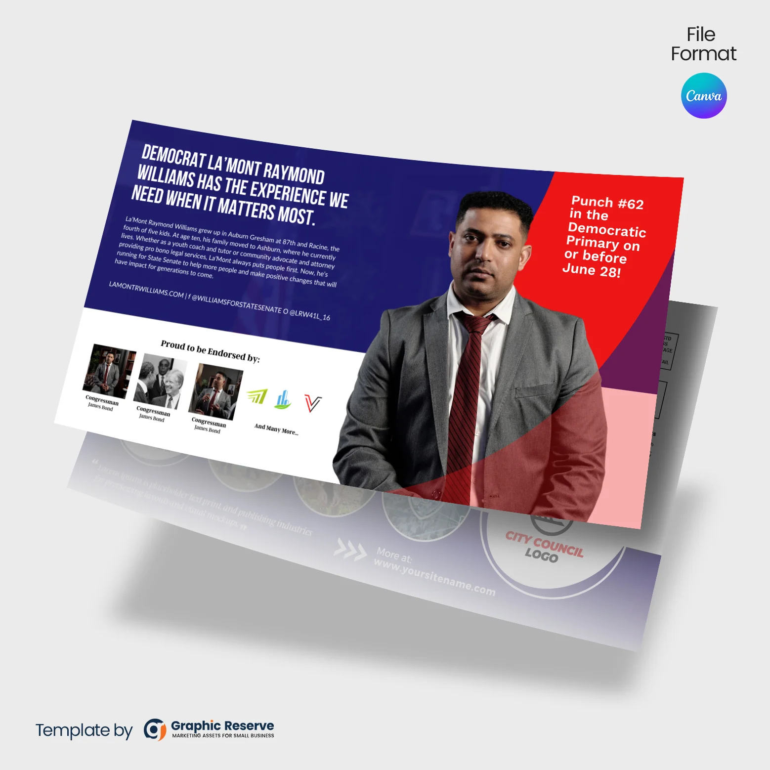 Political Campaign Mailer Canva Template