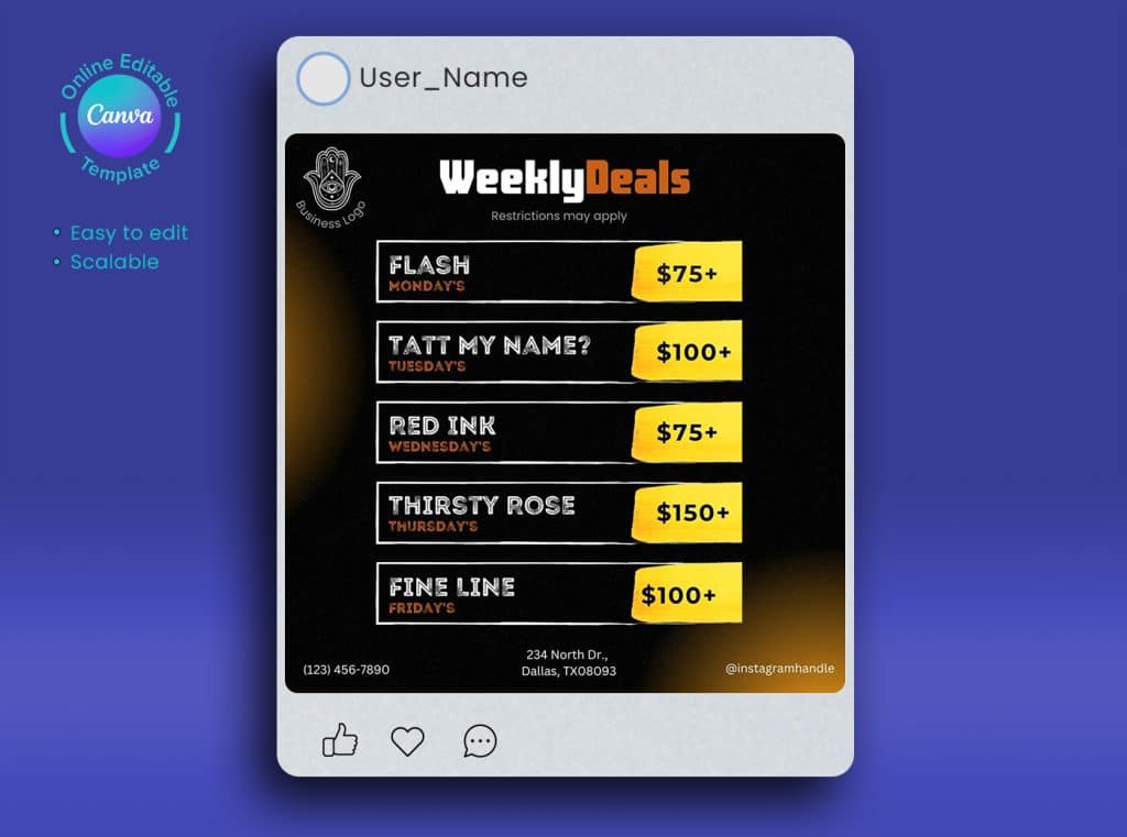 Tatto Shop Weekly Offer Social Media Post