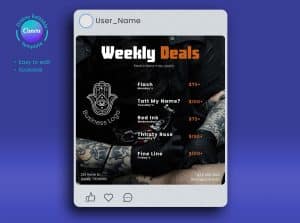 Tattoo shop weekly deal social media post