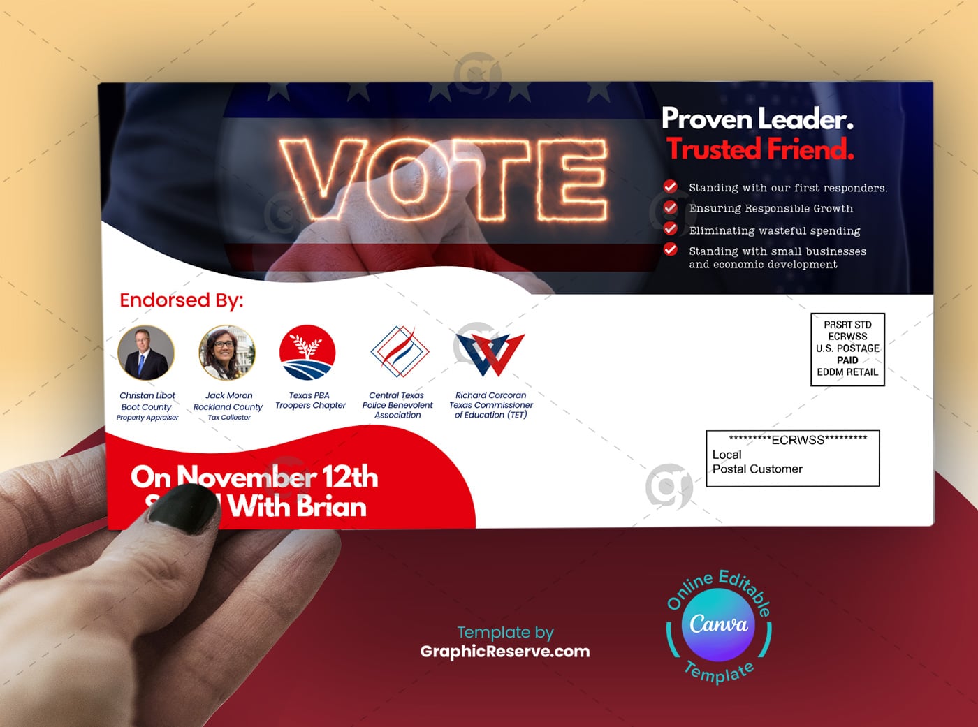 Political Campaign Mailer Template Canva Direct Mail Template 