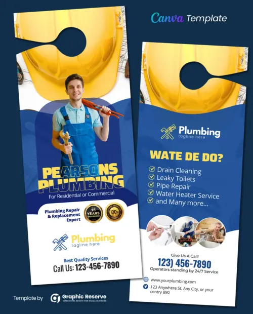 Custom Plumbing Door Hanger Design Template - Easy-to-Edit in Canva