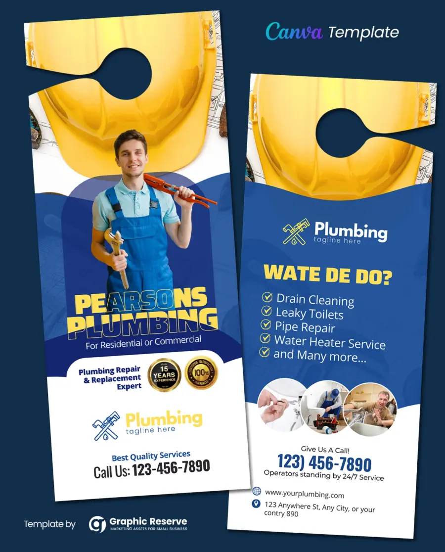 Custom Plumbing Door Hanger Design Template - Easy-to-Edit in Canva