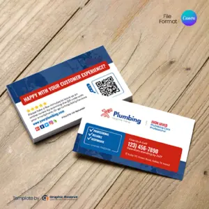 Modern Plumber Business Card Design Template - Canva Ready – Canva template
