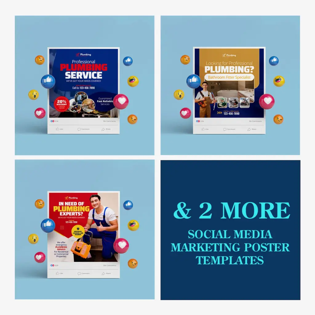 Plumber Social Media Bundle (Canva file)