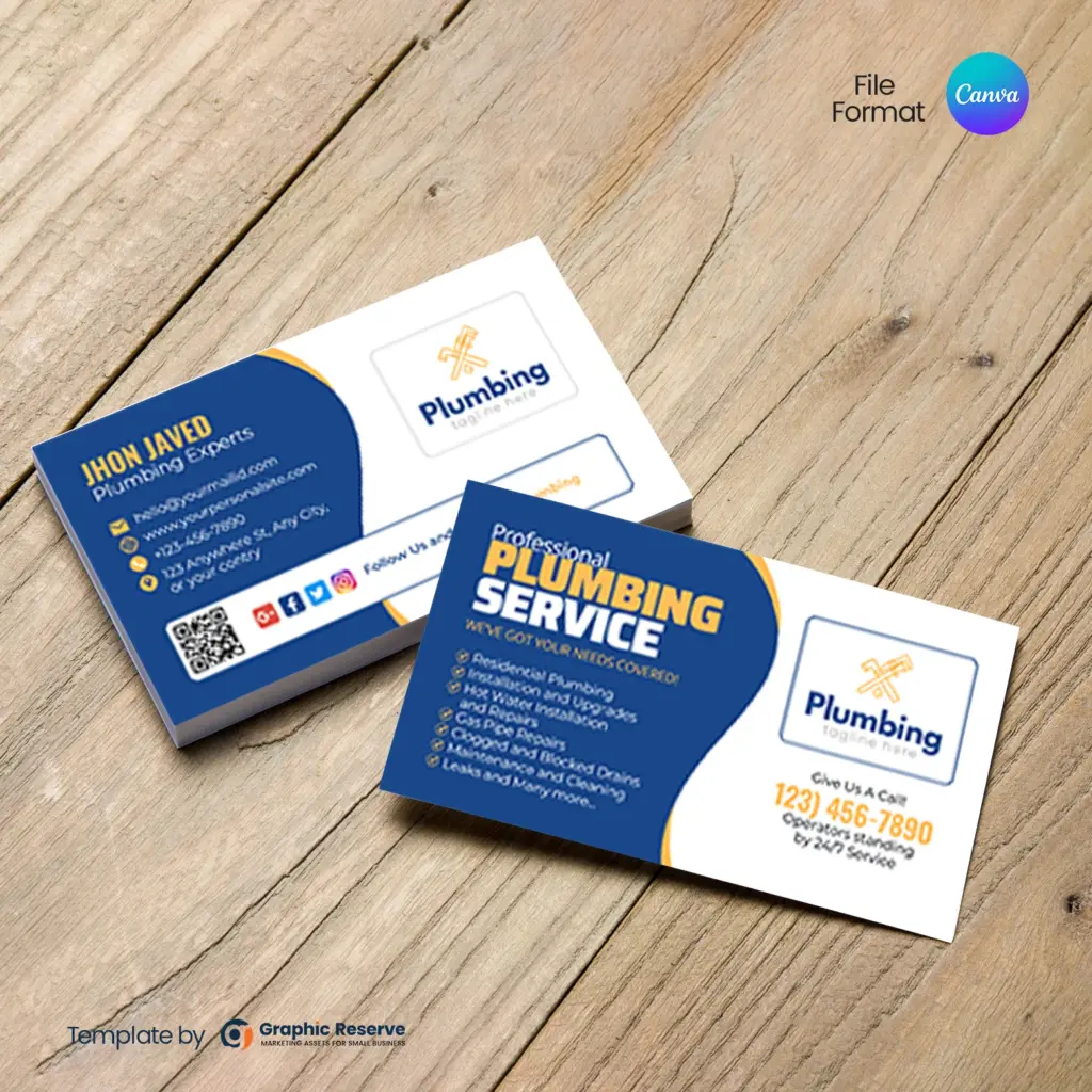 Plumbing Business Card Design (Canva Template) – Canva template