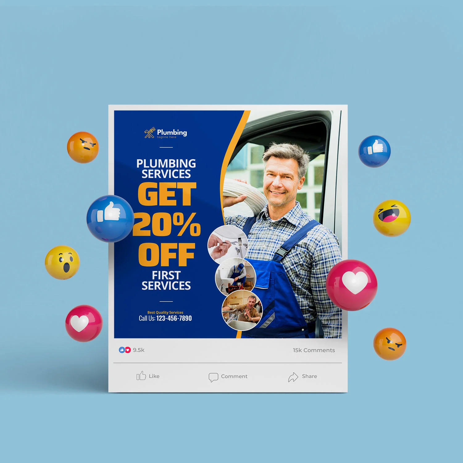 Plumbing Business Marketing Templates for Social Media – Canva template