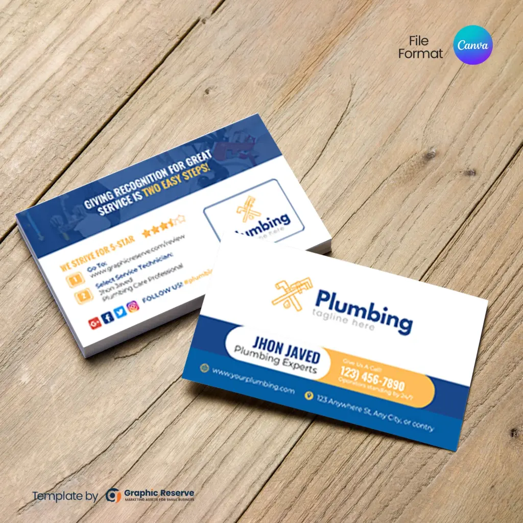 Professional Plumbing Business Card Canva Template for Easy Editing – Canva template