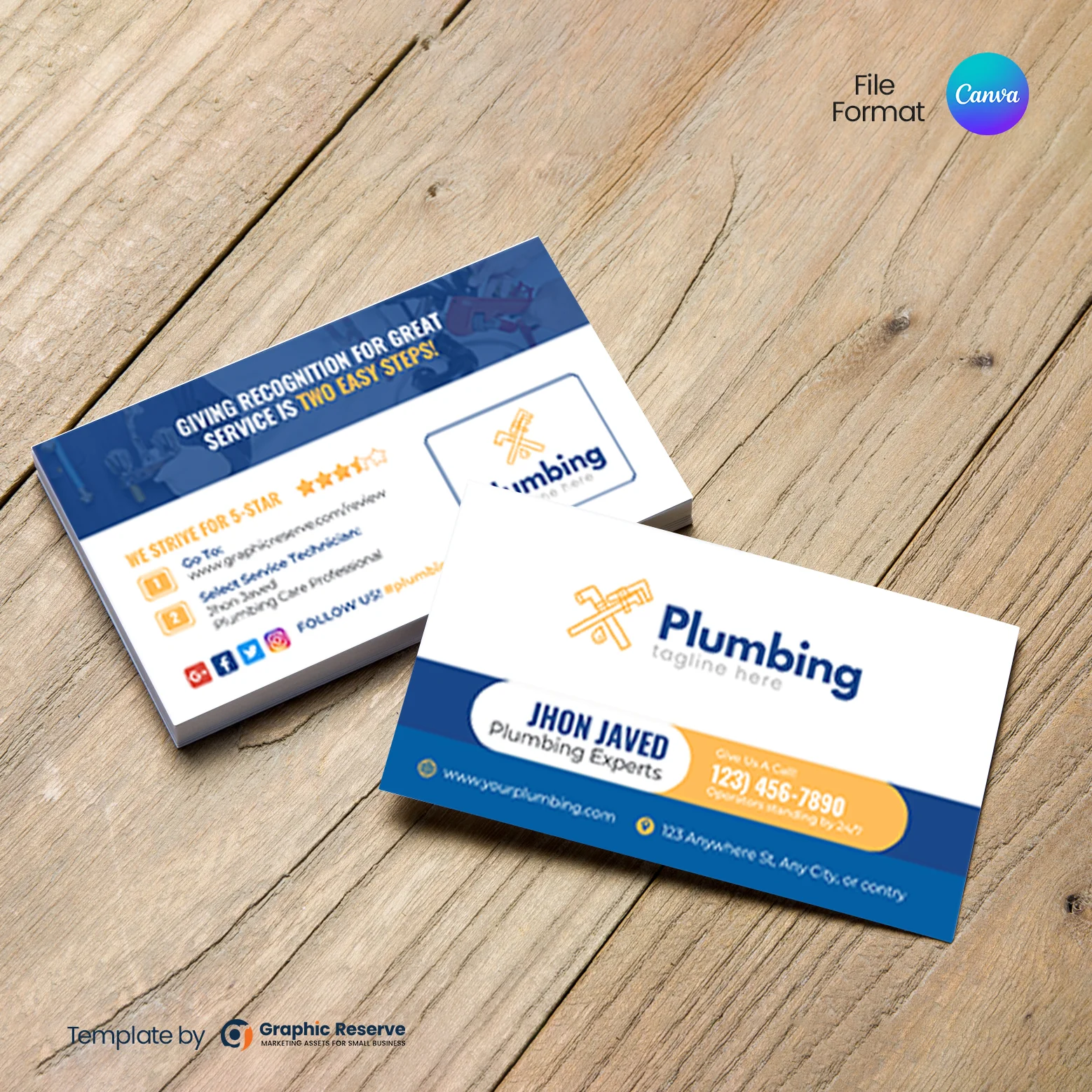Professional Plumbing Business Card Canva Template for Easy Editing – Canva template