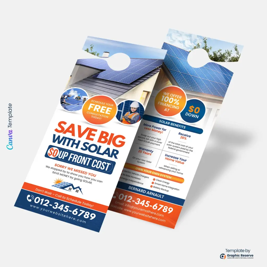 Save Big on Solar Door Hanger | Editable Promo Template