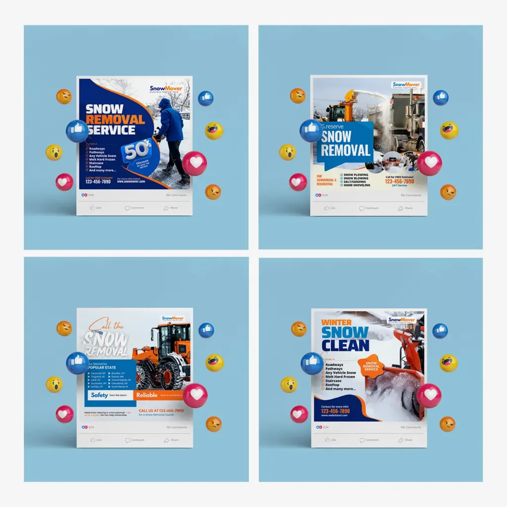 Snow Removal Social Media Post Design Template Bundle 2