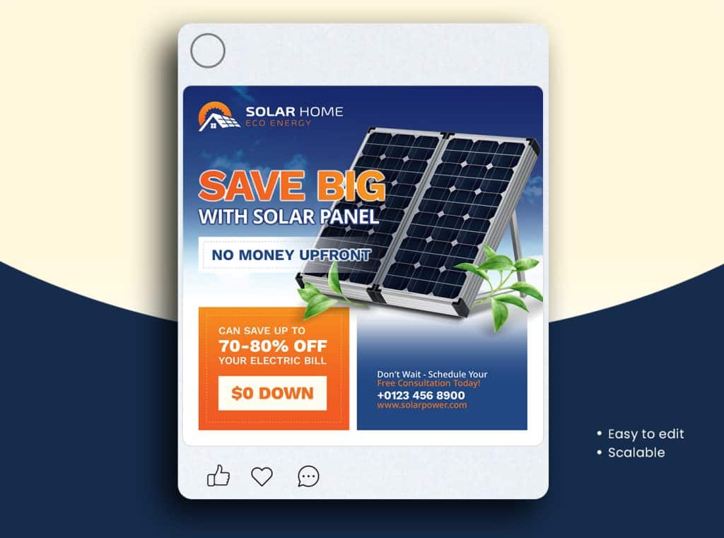 Solar Energy Panels Product Social Media Post