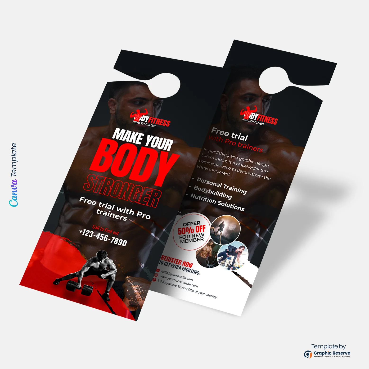 Customizable Gym Door Hanger Template | Easy Edit in Canva & Print