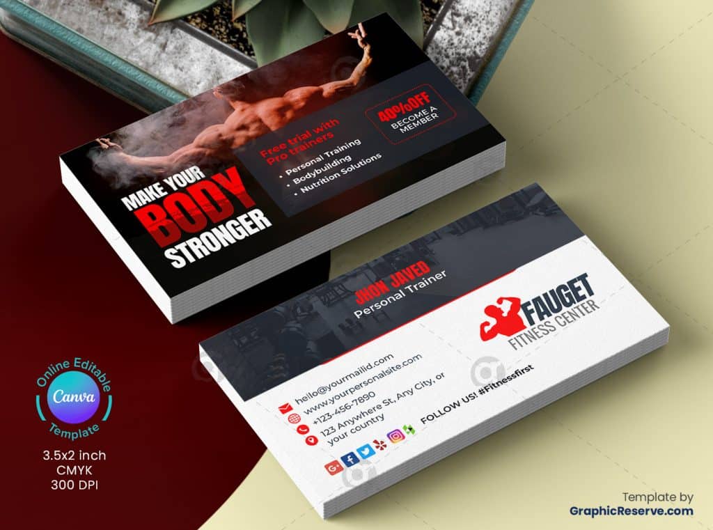 Fitness Gym Business Card 3v