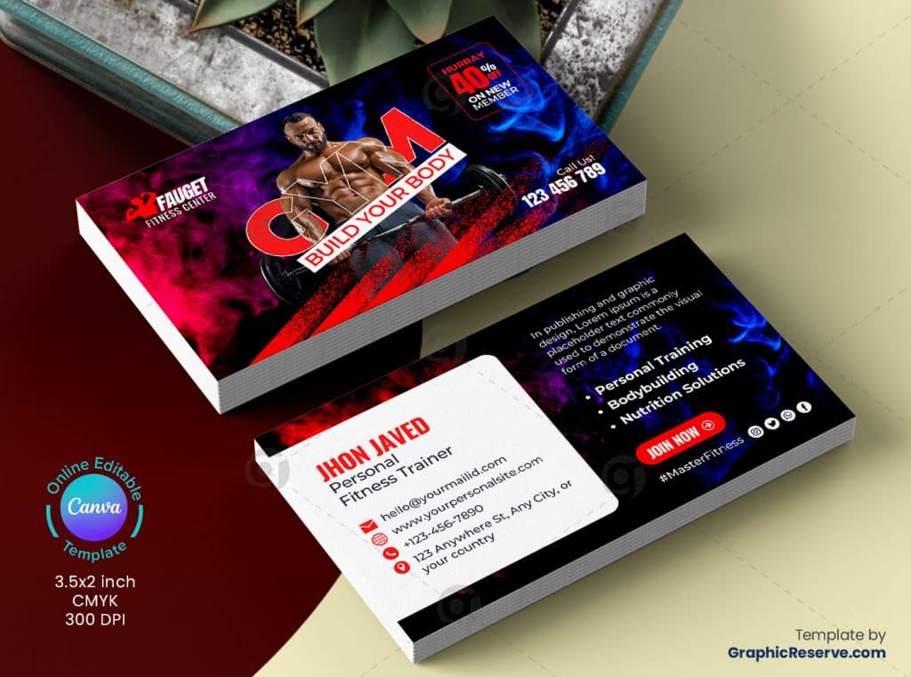 Fitness Gym Business Card 4v