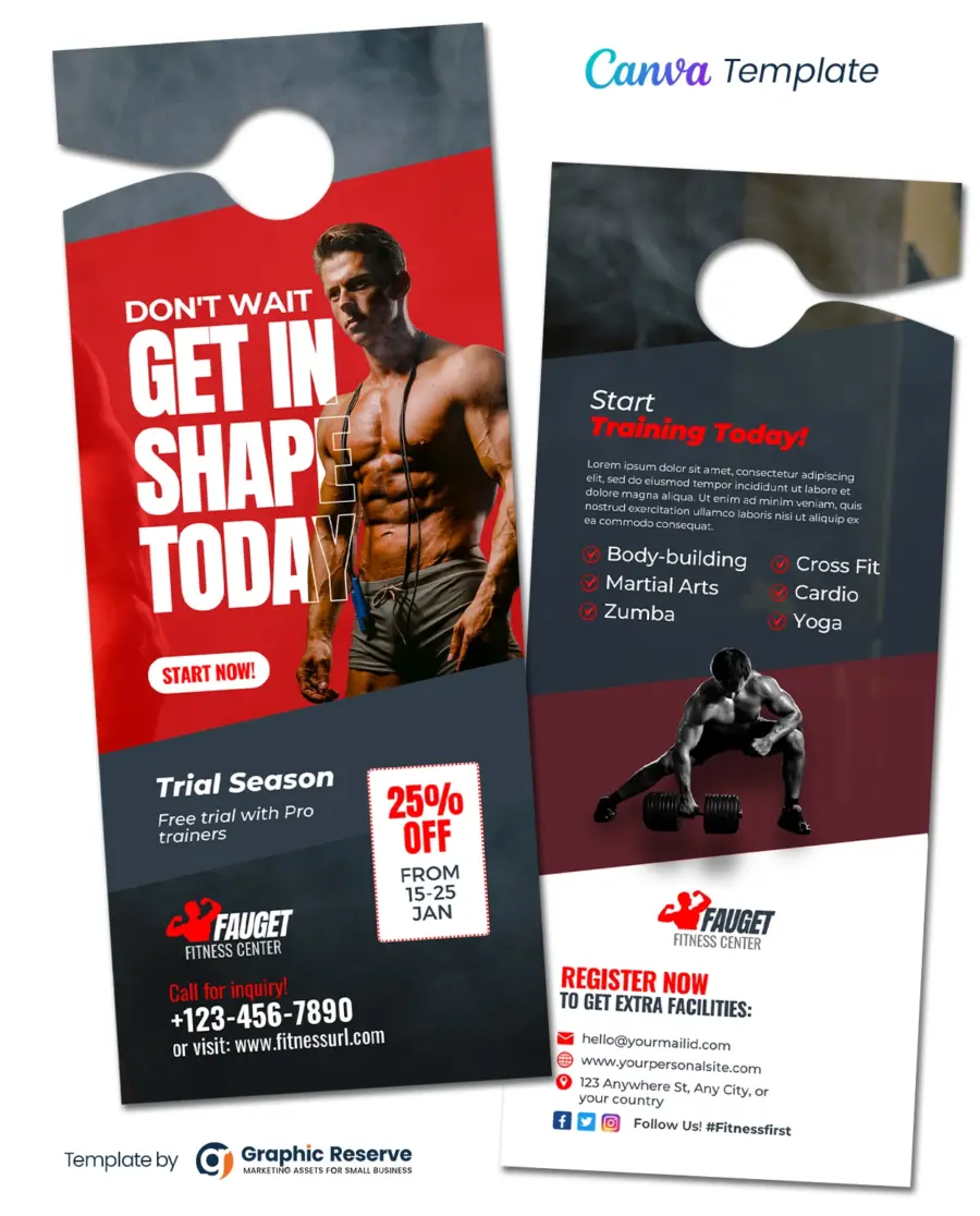 Fitness Gym Door Hanger (Canva Template)