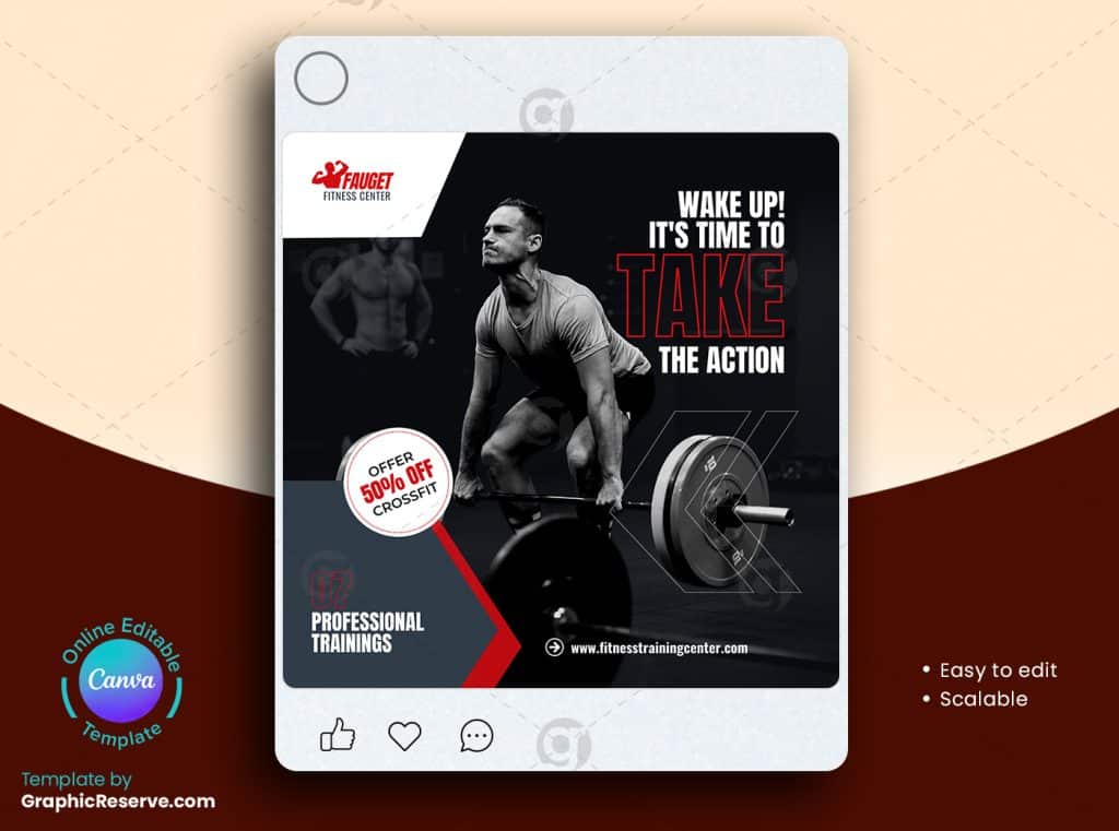 Fitness Gym Facebook Banner 4v