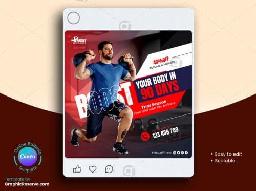 Fitness Gym Social Media Banner 10v
