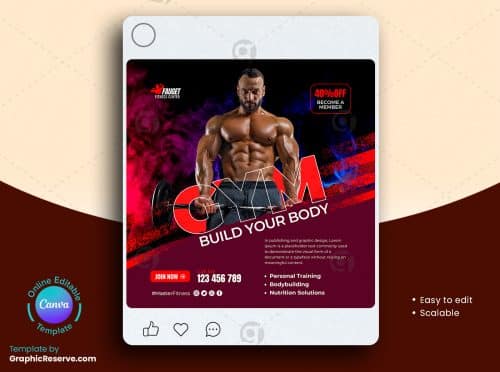 Fitness Gym Social Media Banner 2v