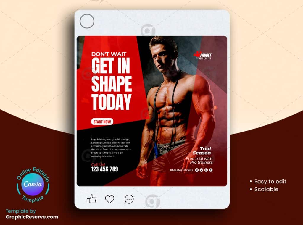 Fitness Gym Social Media Banner 3v
