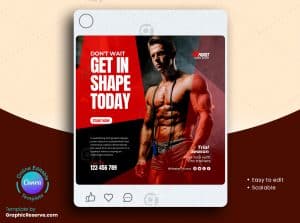 Fitness Gym Social Media Banner 3v