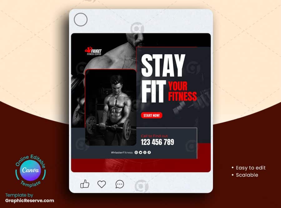 Fitness Gym Social Media Banner 4v