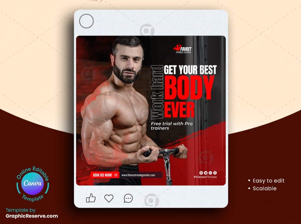 Fitness Gym Social Media Banner 6v