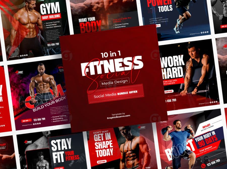 Fitness Gym Social Media Banner Bundle