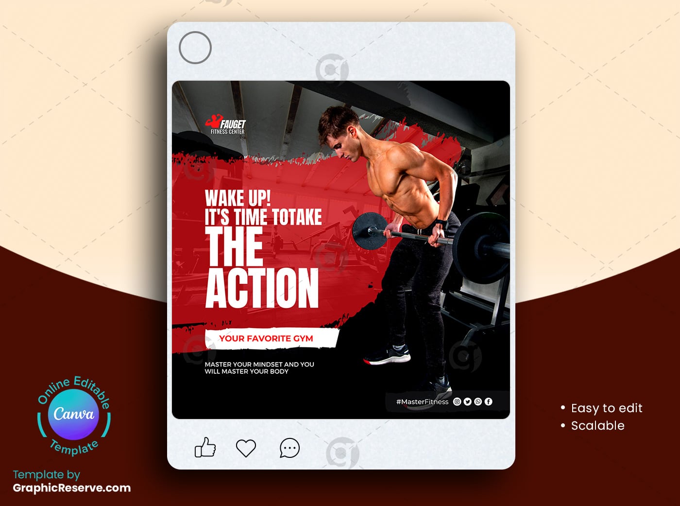Fitness Gym Social Media Post (Canva file) - Graphic Reserve
