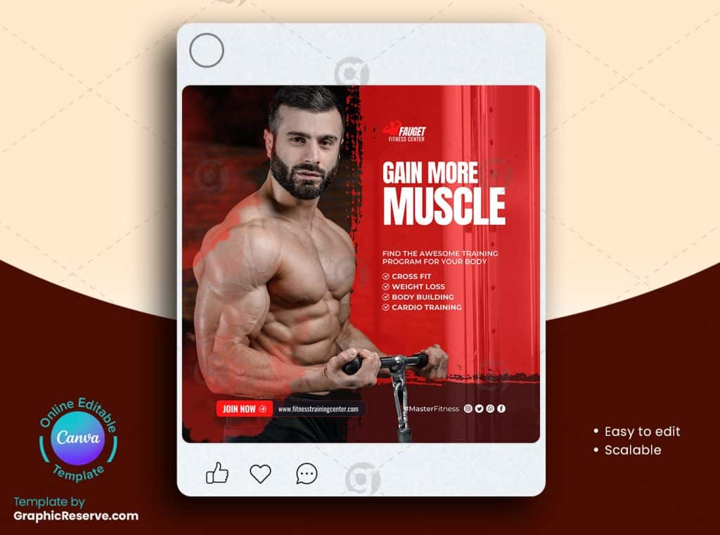 Fitness Gym Social Media Post 4v