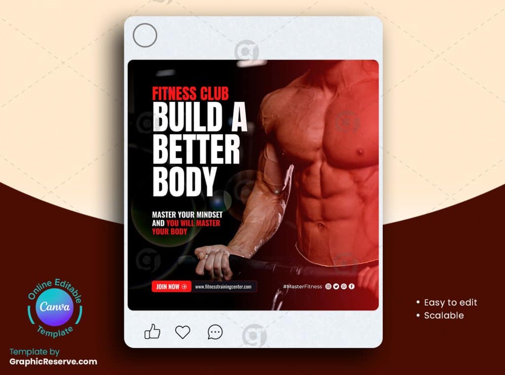 Fitness Gym Social Media Post 5v