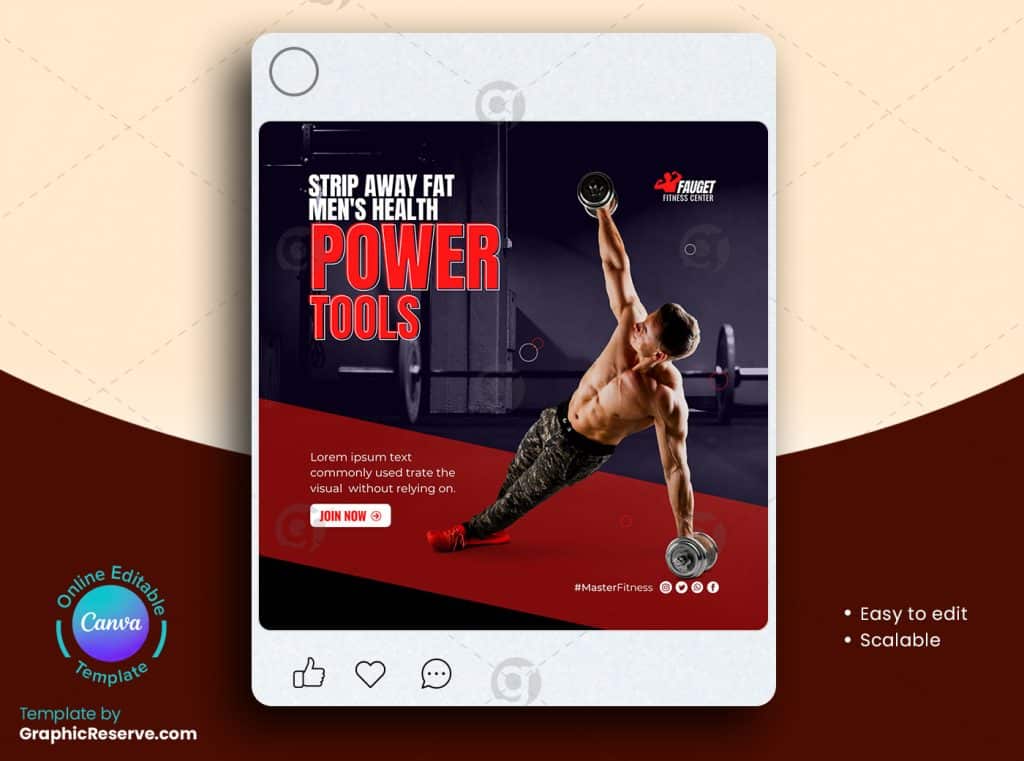 Fitness Gym Social Media Post 9v