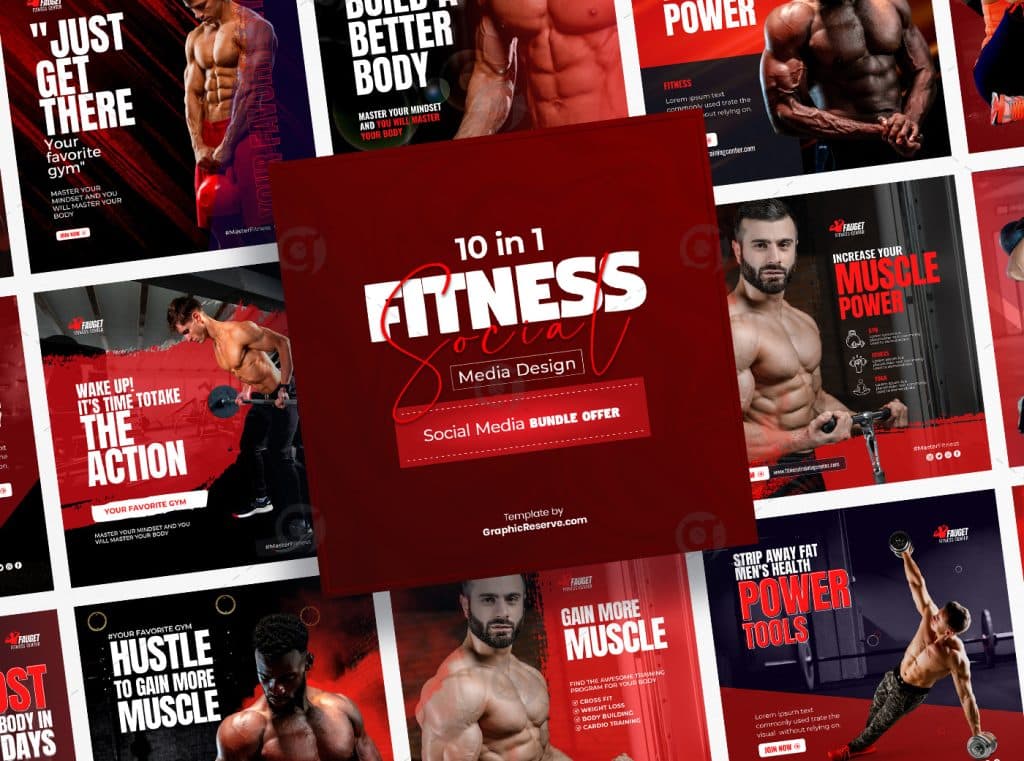 Fitness Gym Social Media Post Bundle