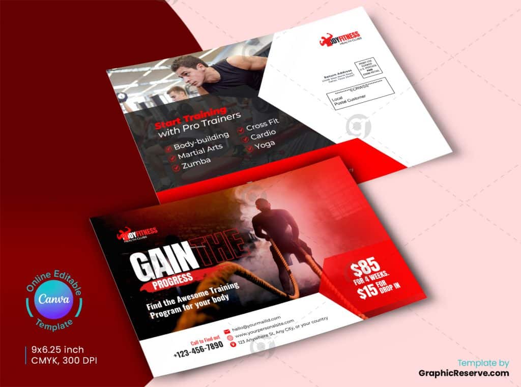 Gym Direct Mail EDDM Postcard (Canva Template) - Graphic Reserve