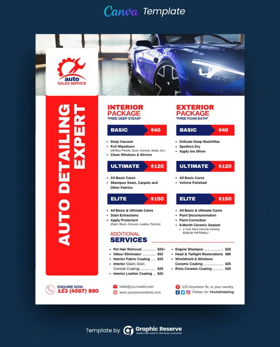 Auto Detailing Expert Flyer (Canva file)