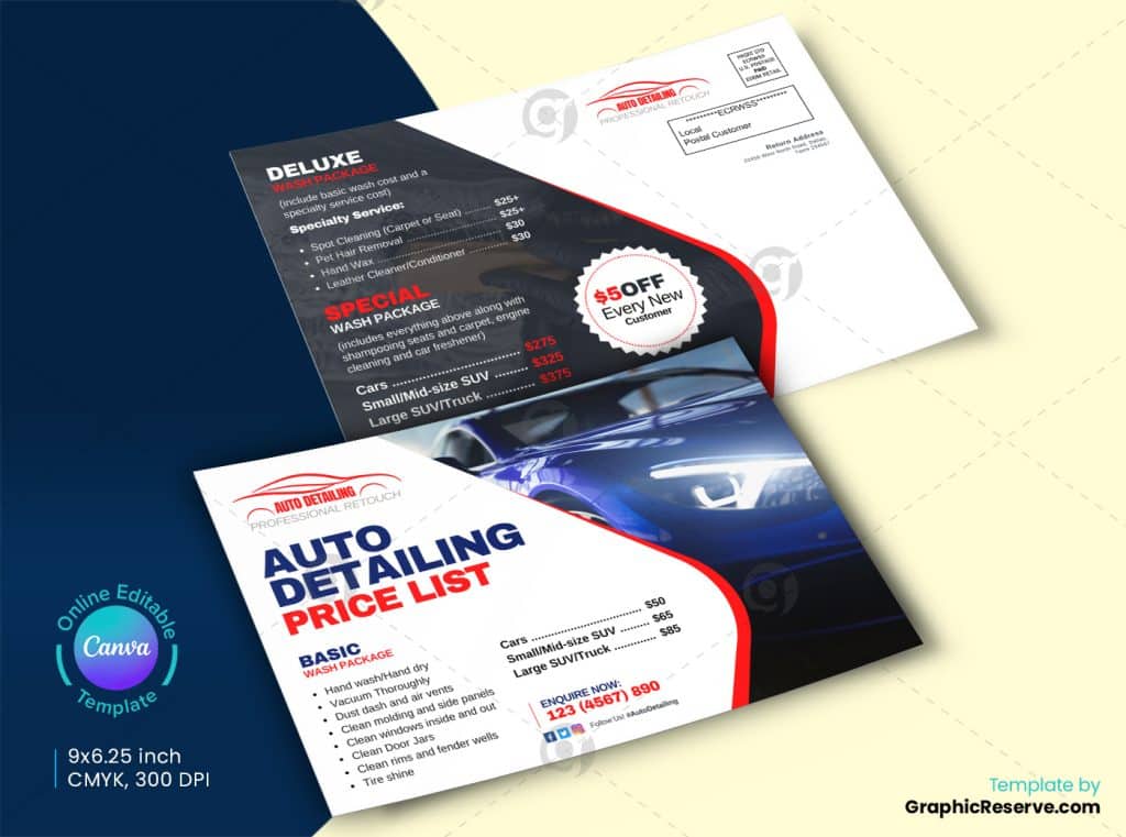 Auto Detailing PriceList EDDM (Canva Template) Graphic Reserve