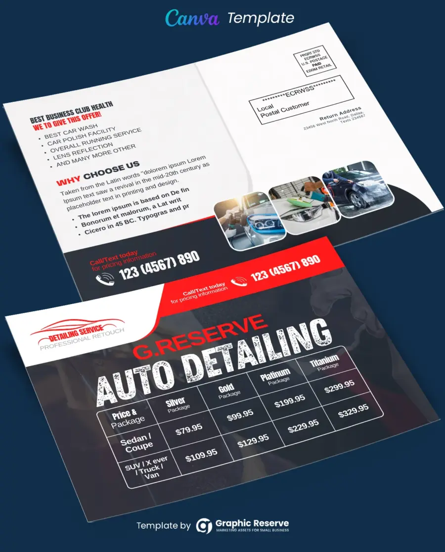 Auto Detailing Price Table EDDM (Canva Template)