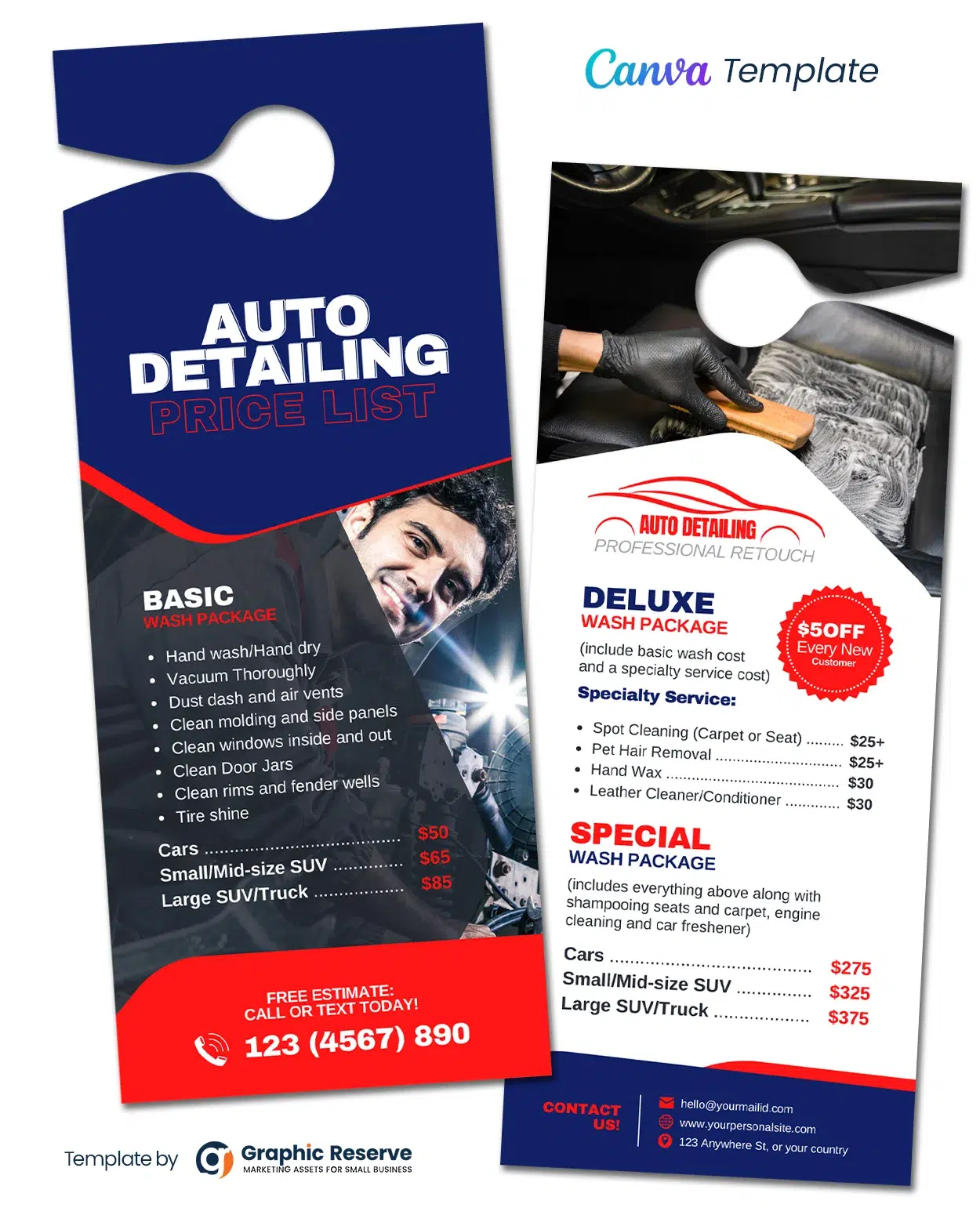 Auto Detailing Pricing Door Hanger (Canva Template)