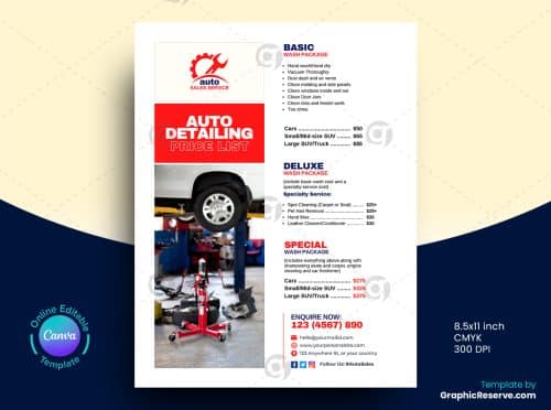 Auto Detailing Pricing Flyer 2v
