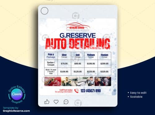 Auto Detailing Pricing Social Media Banner 2v
