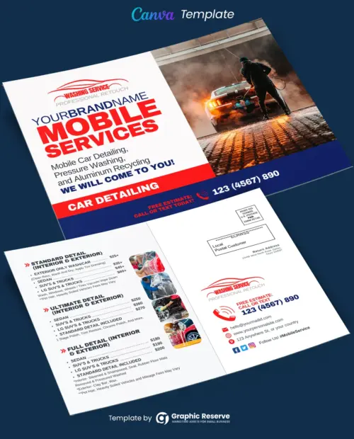 Auto Mobile Servicing Direct Mail EDDM (Canva Template)