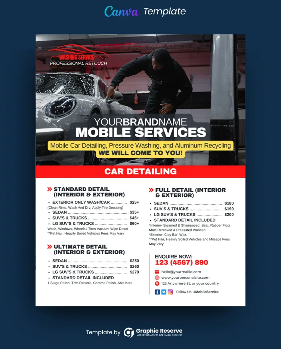 Auto Mobile Servicing Flyer Design (Canva Template)