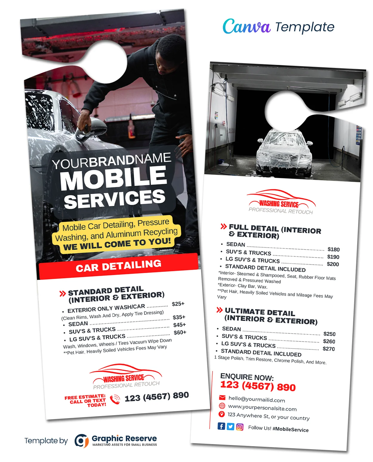 Auto Mobile Servicing Price List Door Hanger (Canva Template)