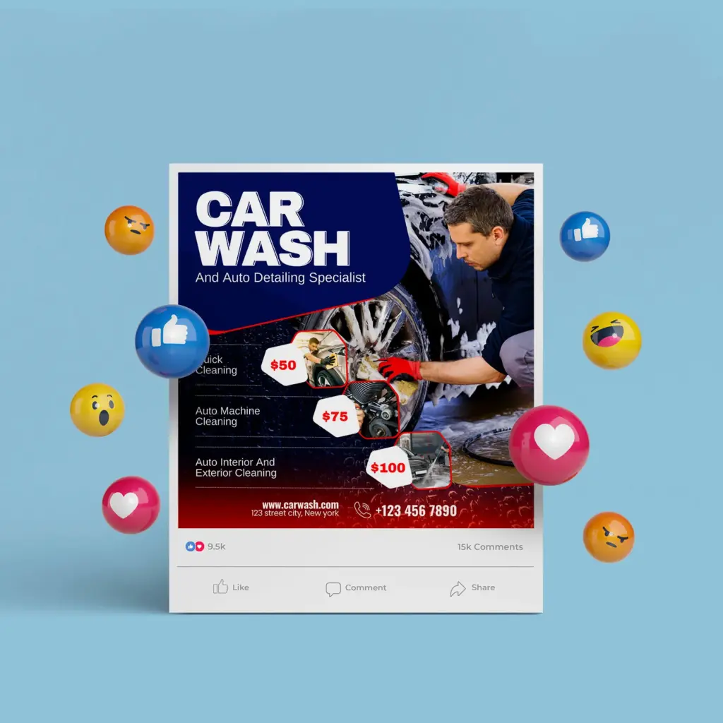Automobile Car Wash Pricing Marketing Canva Poster Templates