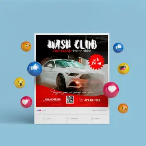 Automobile Car Wash Social Media Poster Canva Template