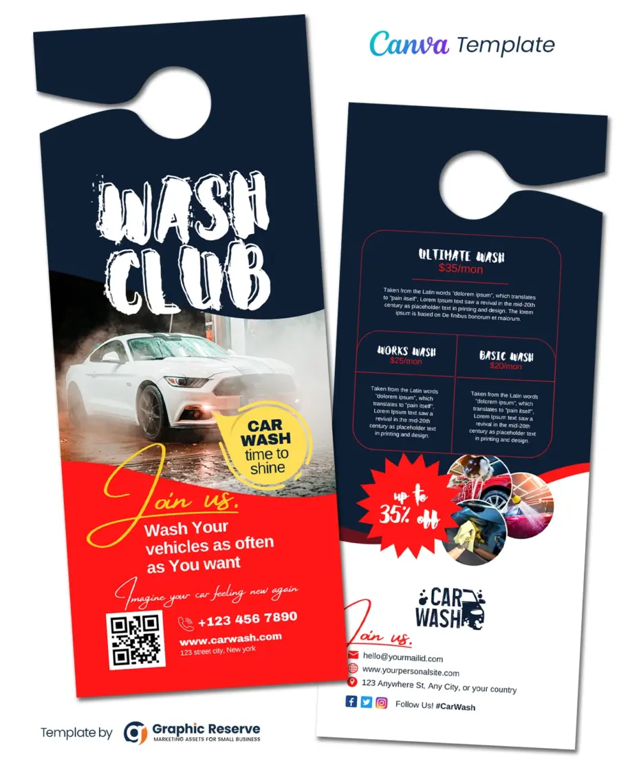 Canva Car Wash Door Hanger Design Template for Effective Marketing