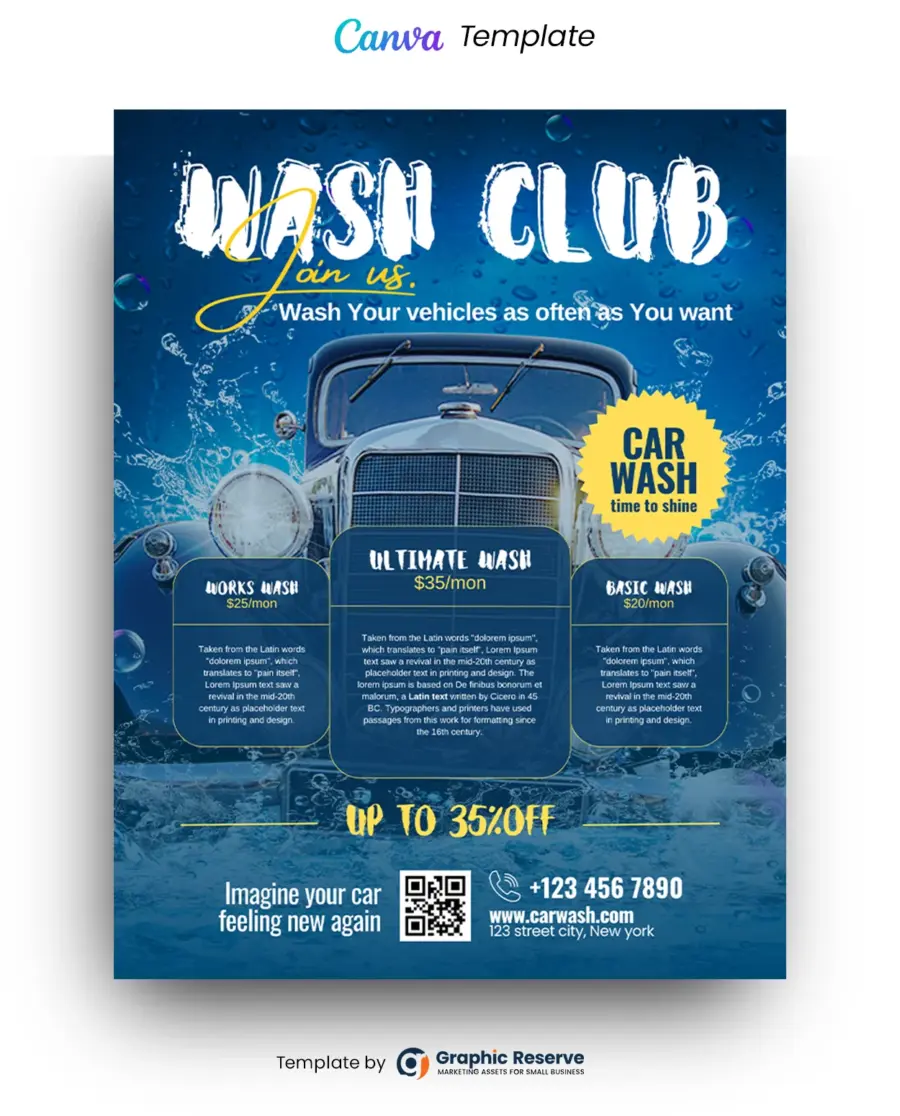 Canva Template for Car Wash Flyers - Customizable Design