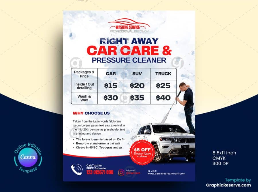 Car Care Price Table Flyer