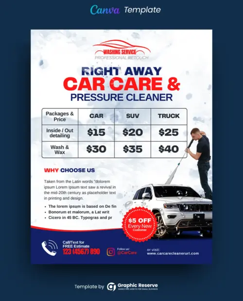 Car Care Price Table Flyer (Canva Template)