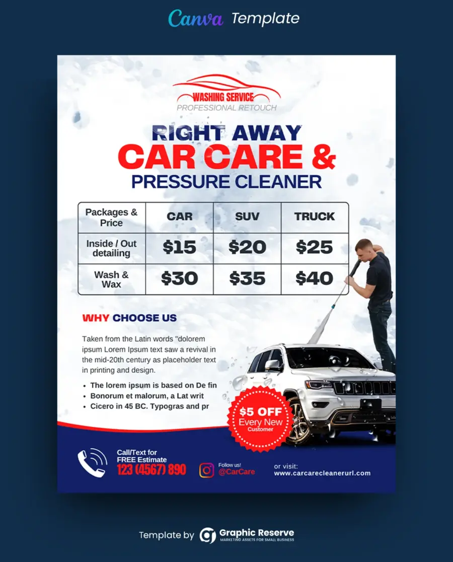 Car Care Price Table Flyer (Canva Template)